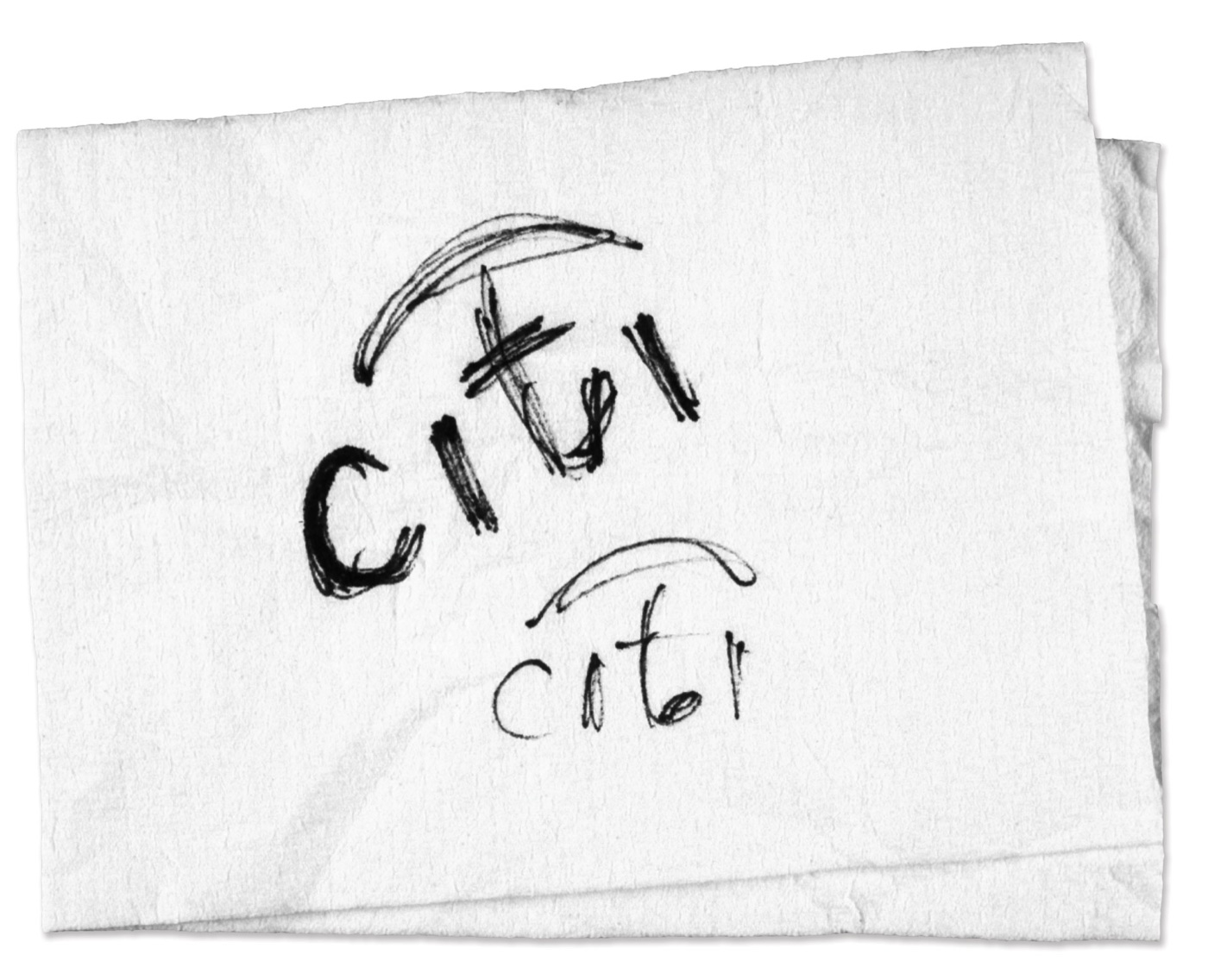 Paula Scher's napkin sketch for Citi