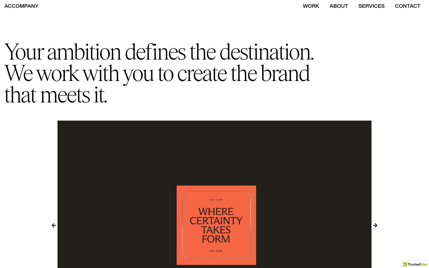 Accompany website homepage