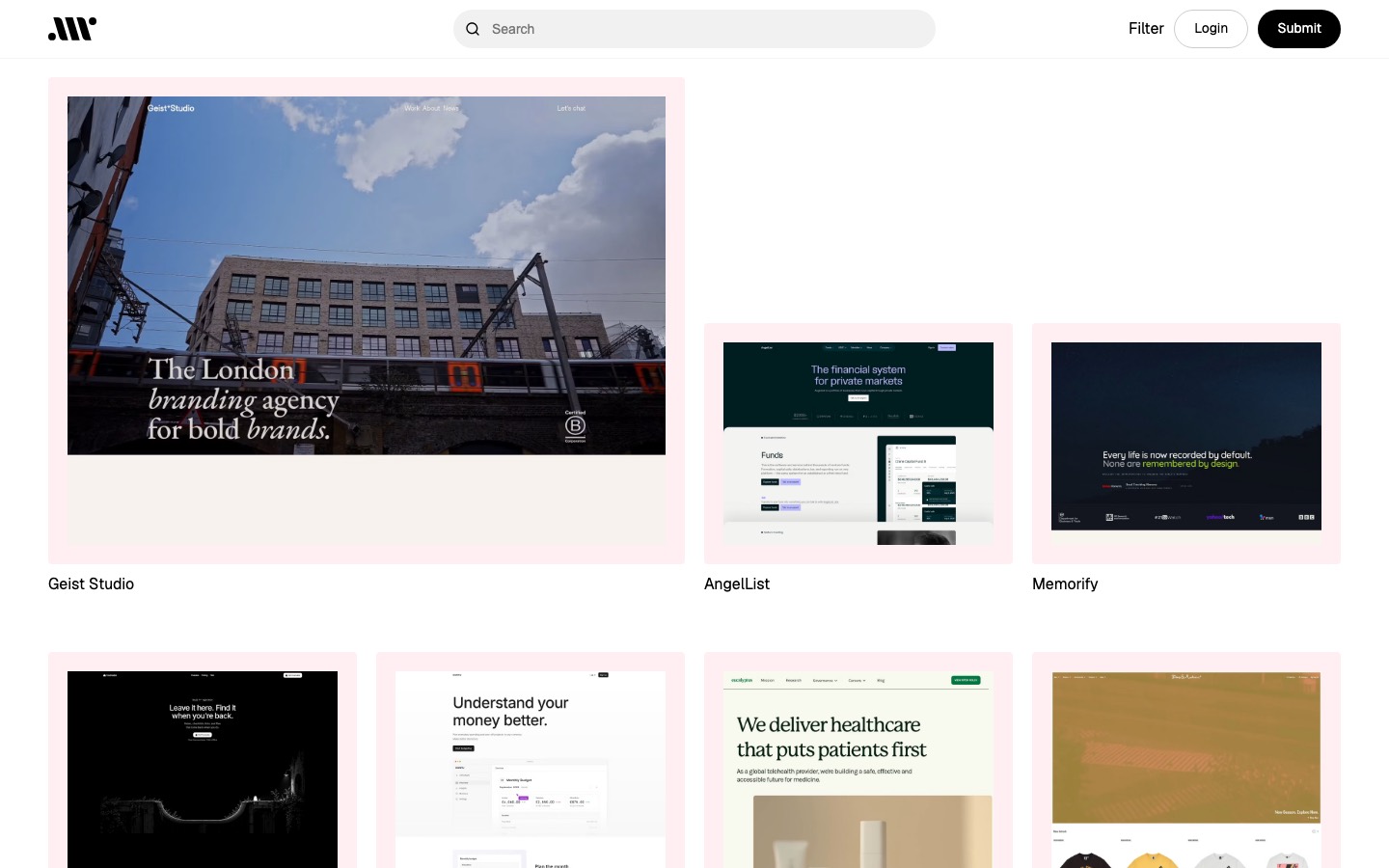 Admire the Web website homepage