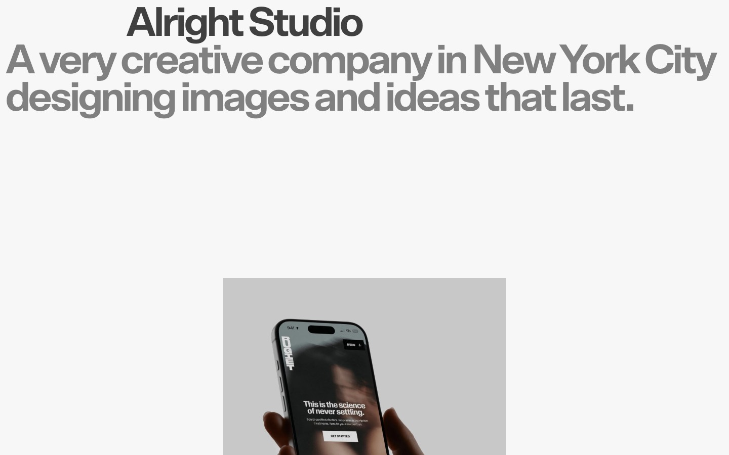 Alright Studio website homepage