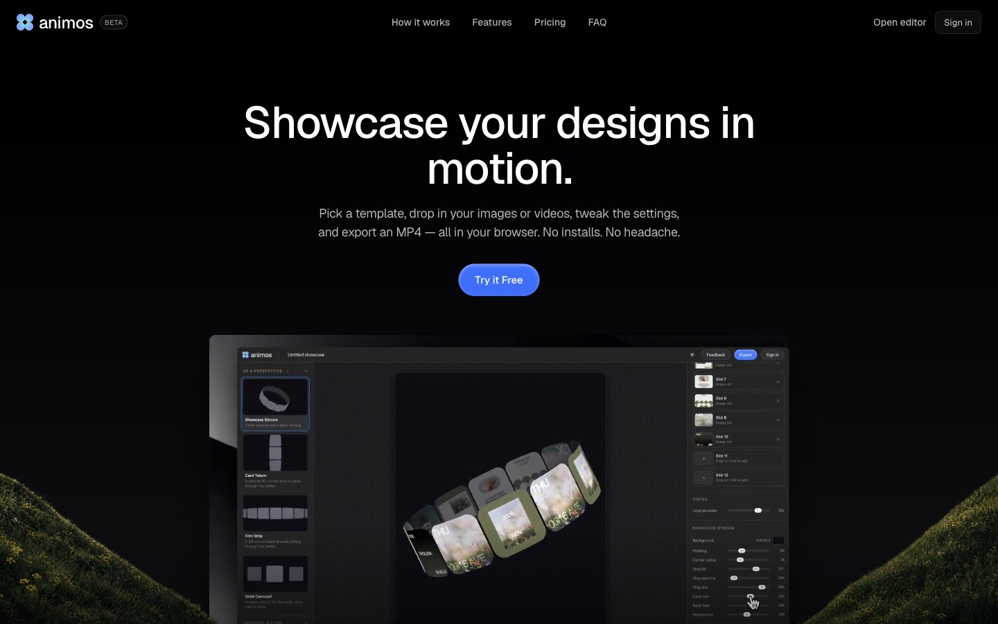 animos website homepage