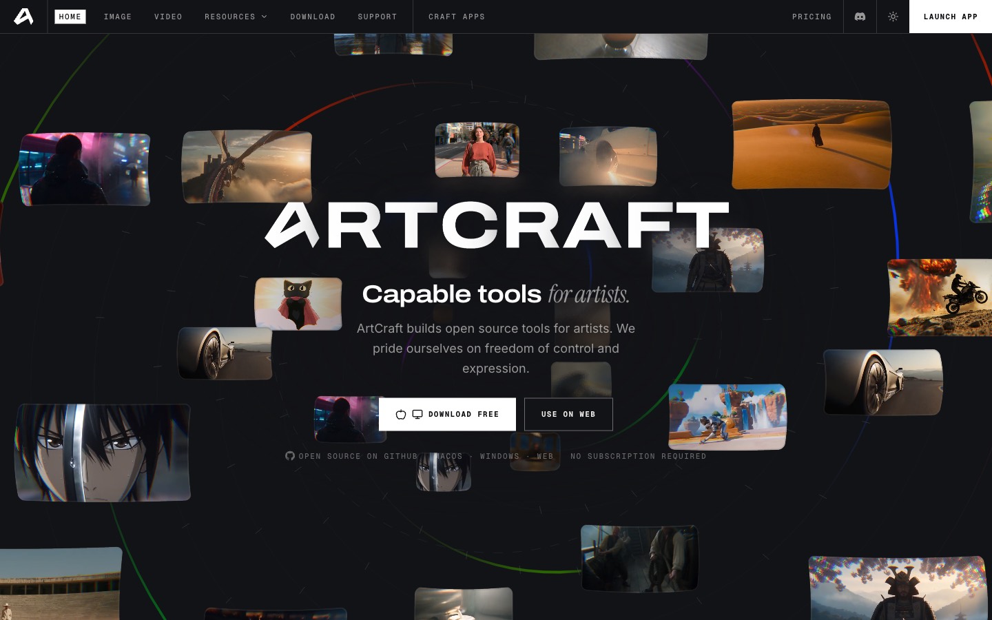 ArtCraft website homepage
