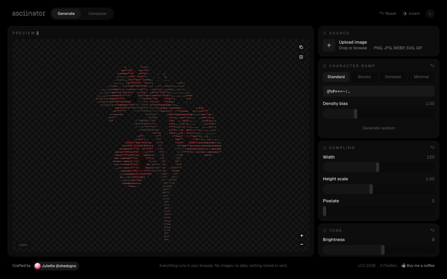ASCIInator website homepage