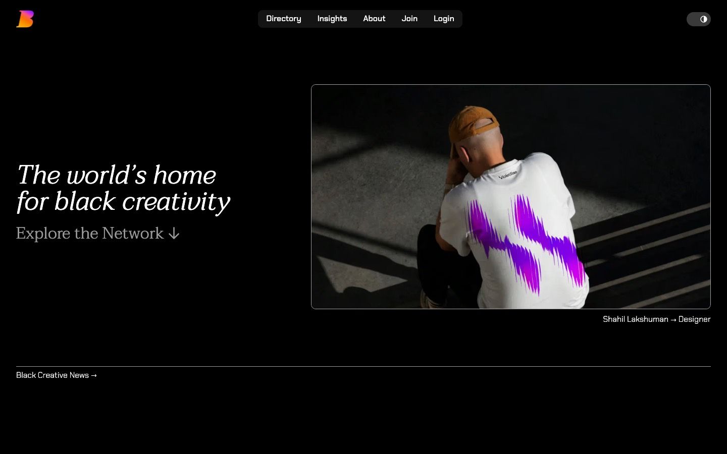 Black Creative Network website homepage