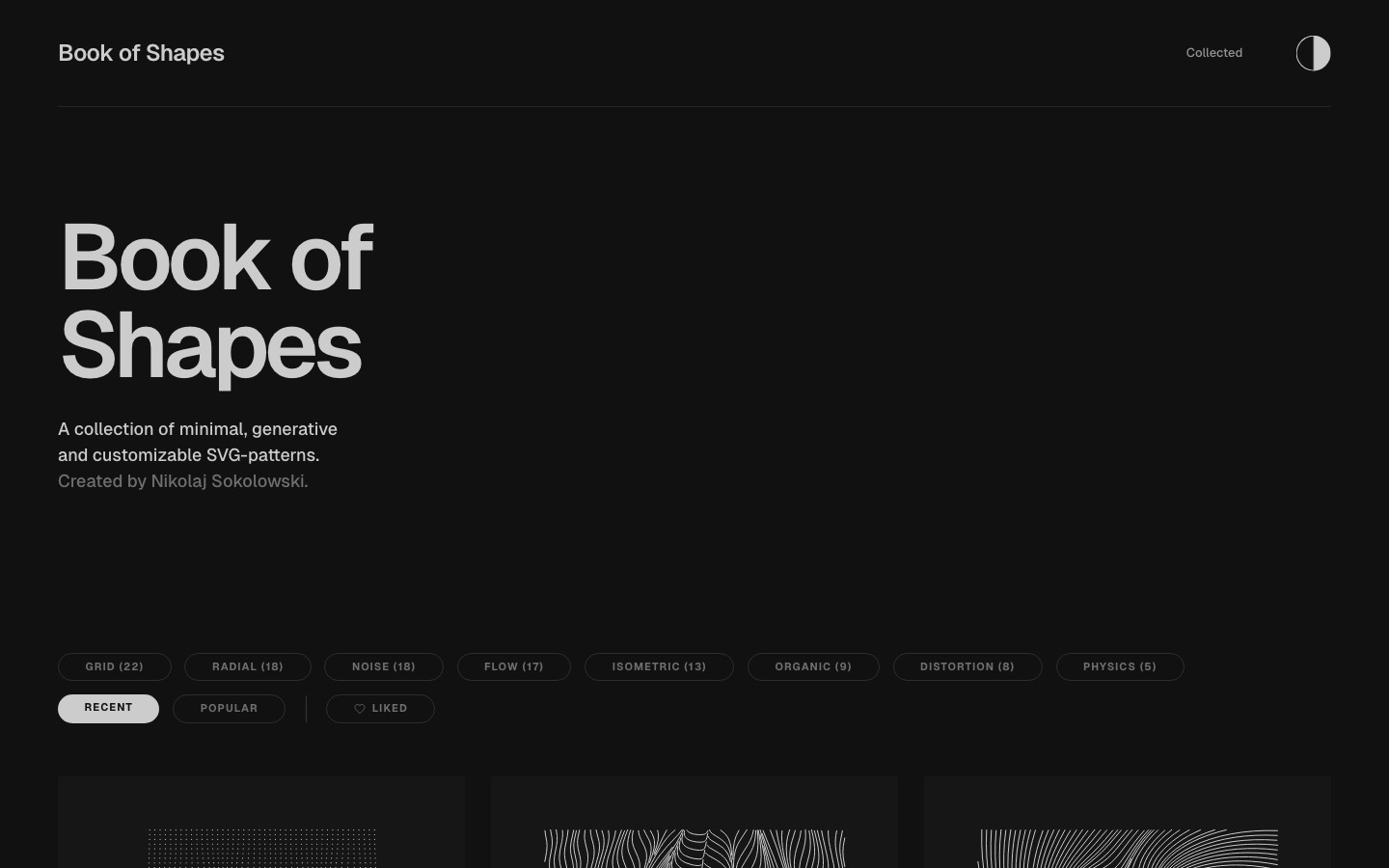 Book of Shapes website homepage