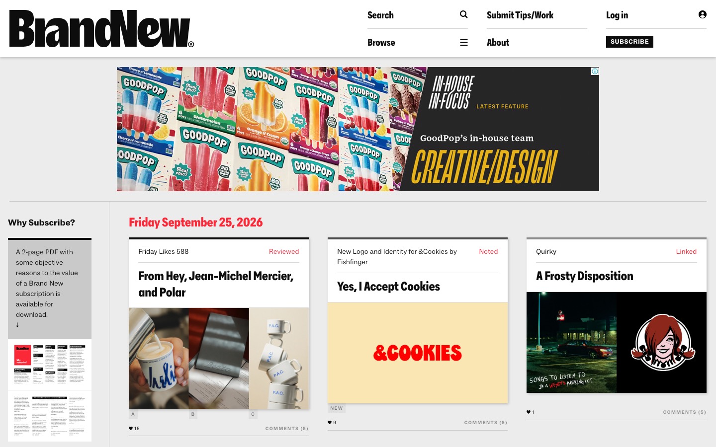 Brand New website homepage