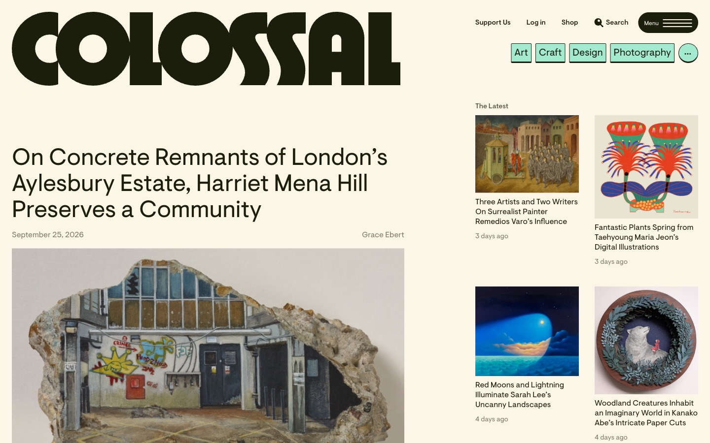 Colossal website homepage