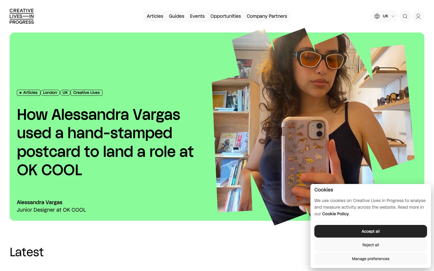 Creative Lives in Progress website homepage