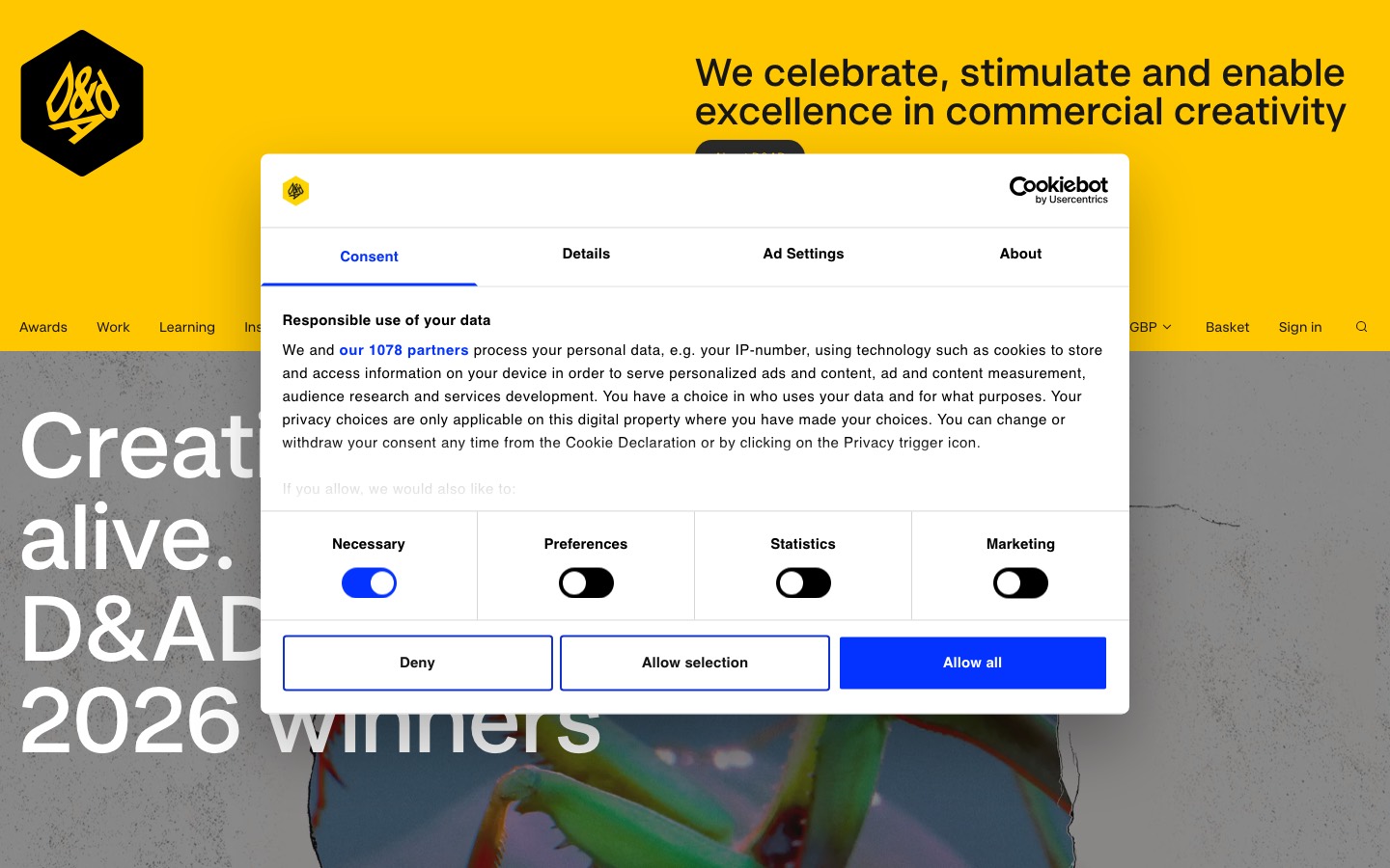 D&AD website homepage