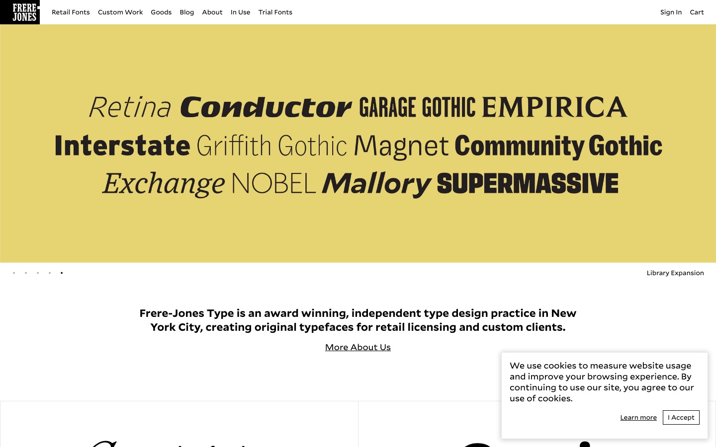 Frere-Jones Type website homepage