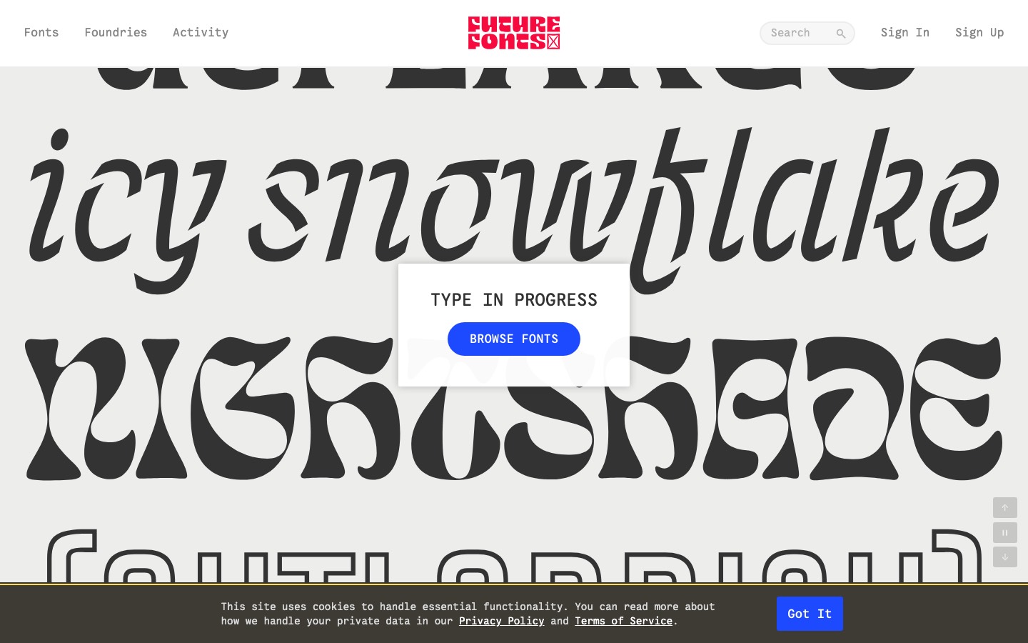 Future Fonts website homepage