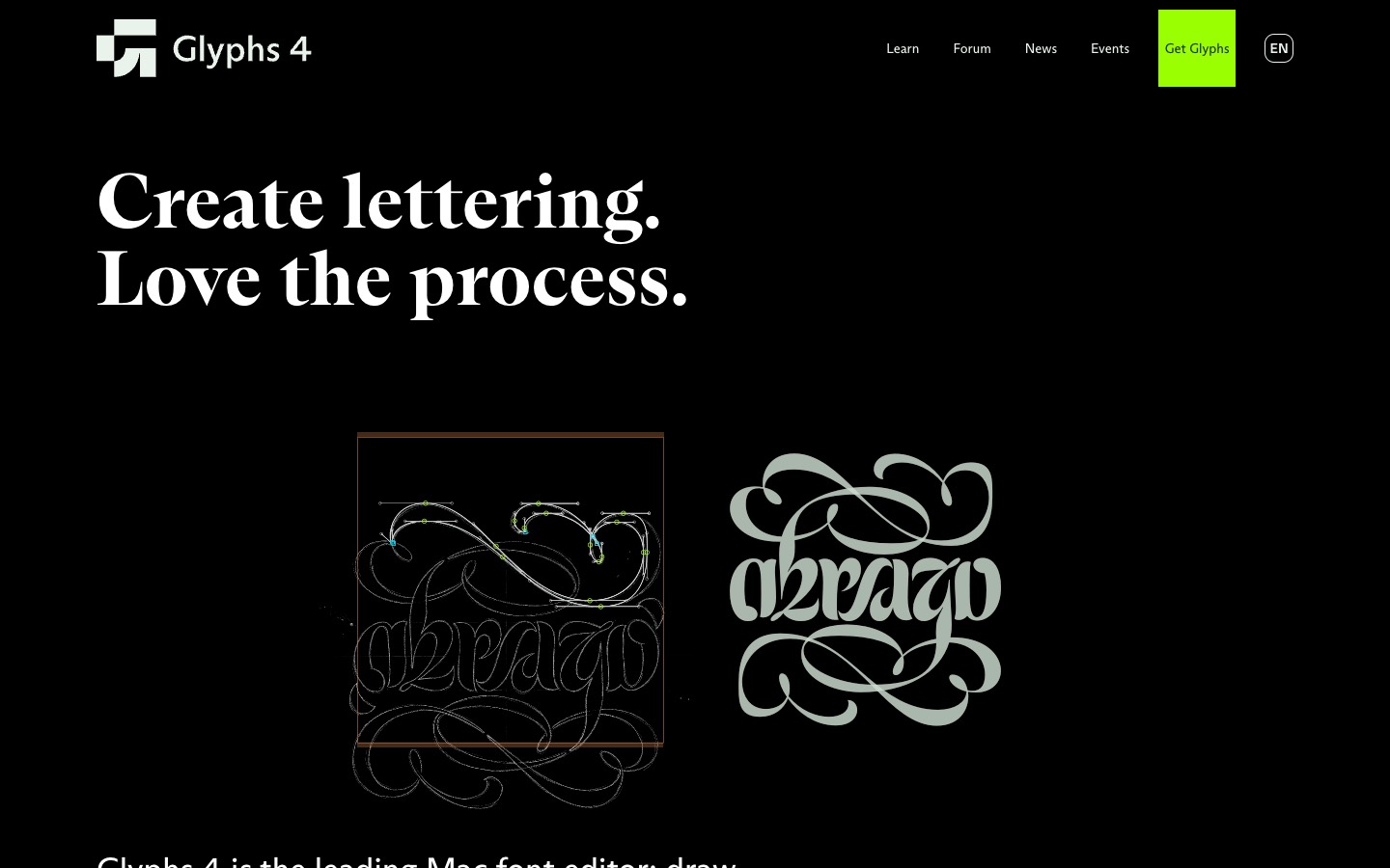 Glyphs website homepage