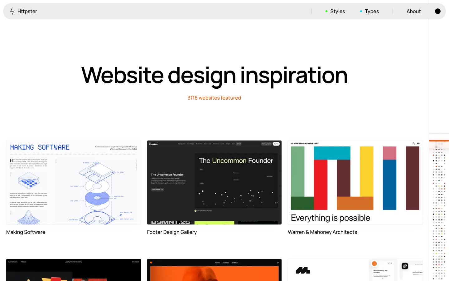Httpster website homepage