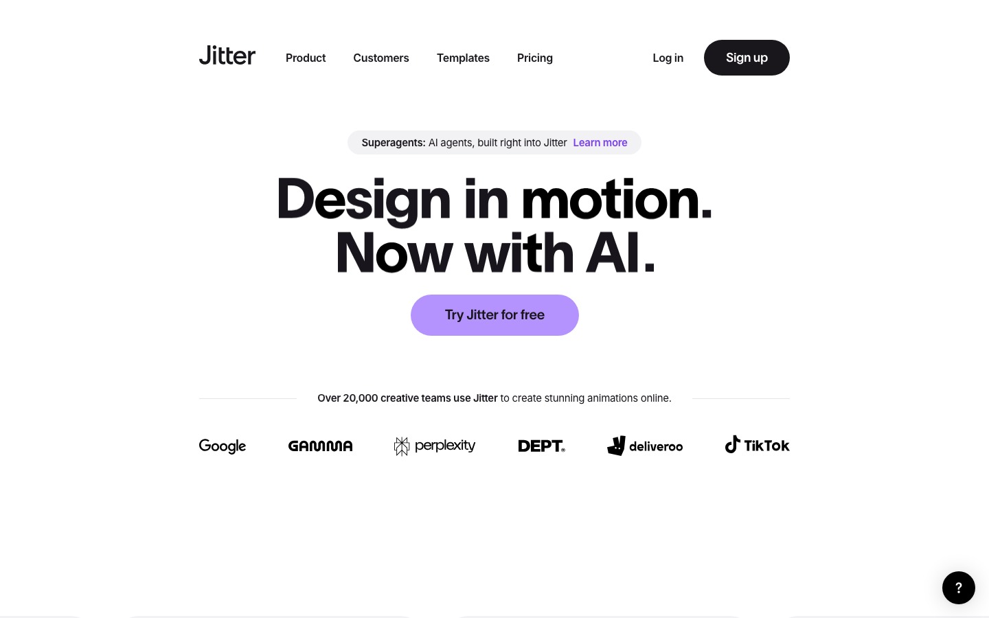 Jitter website homepage