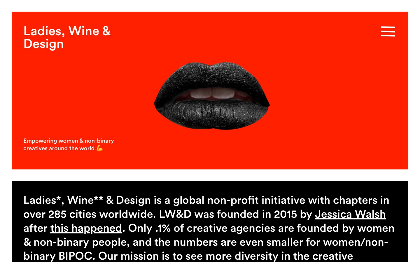 Ladies, Wine & Design website homepage