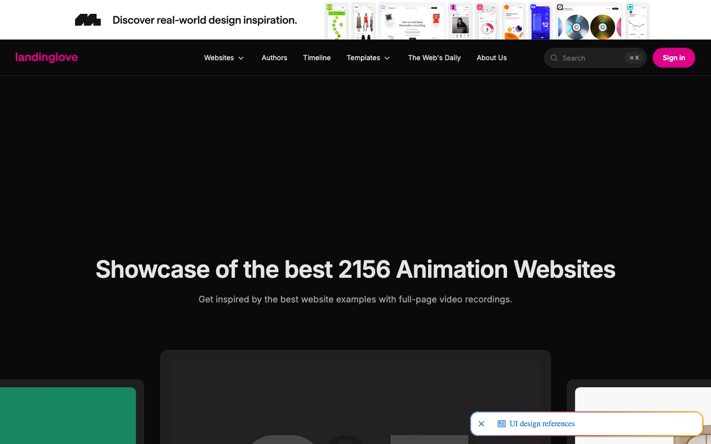 Landing Love website homepage