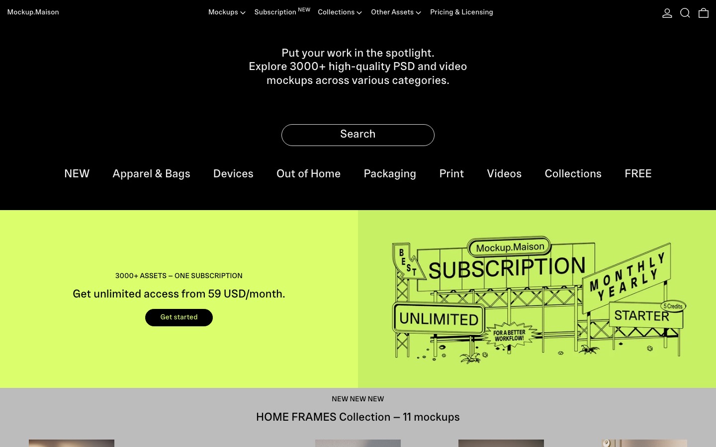 Mockup Maison website homepage
