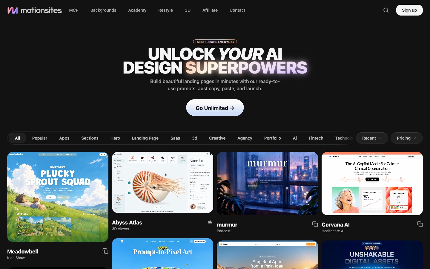 MotionSites website homepage