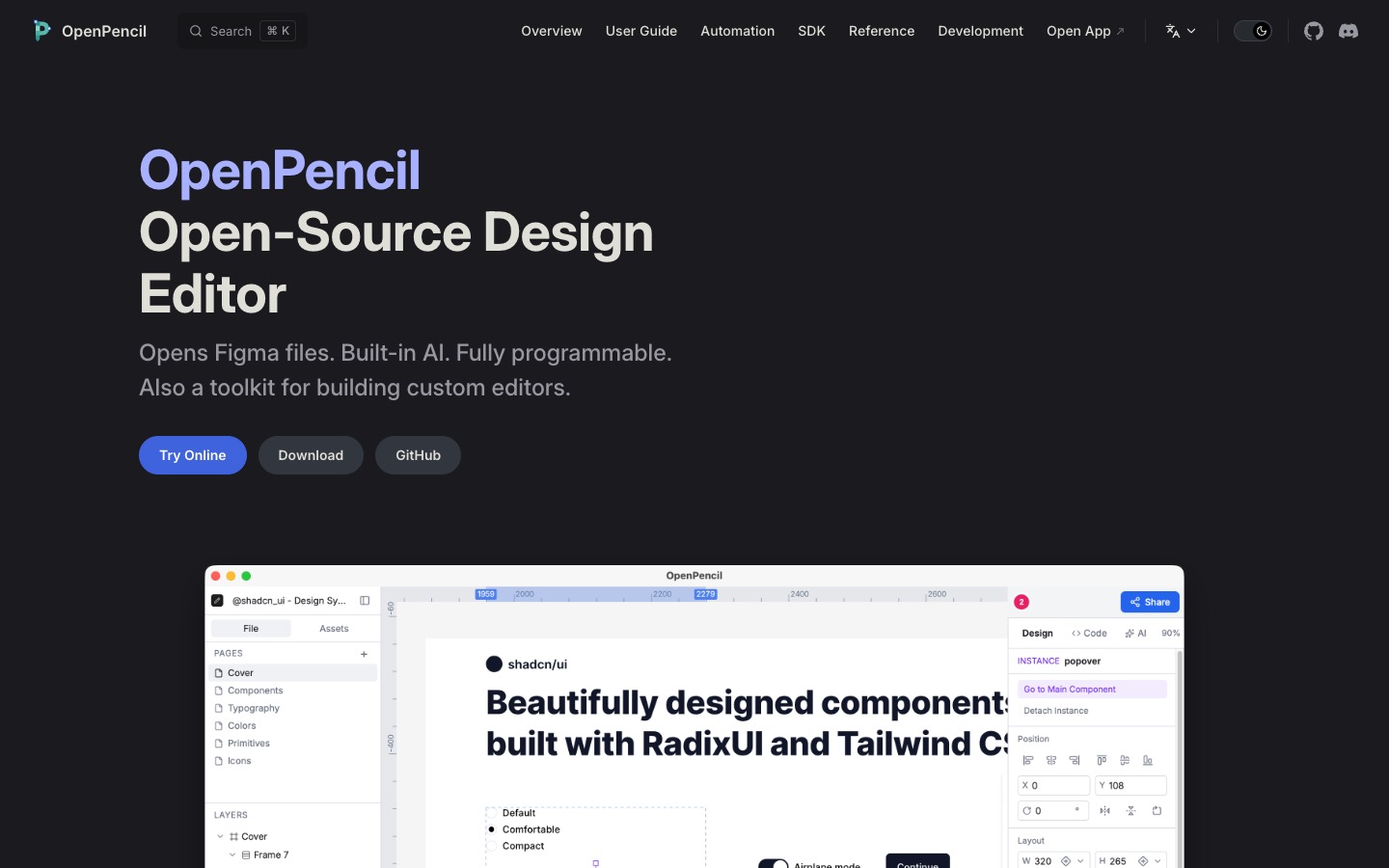 OpenPencil website homepage