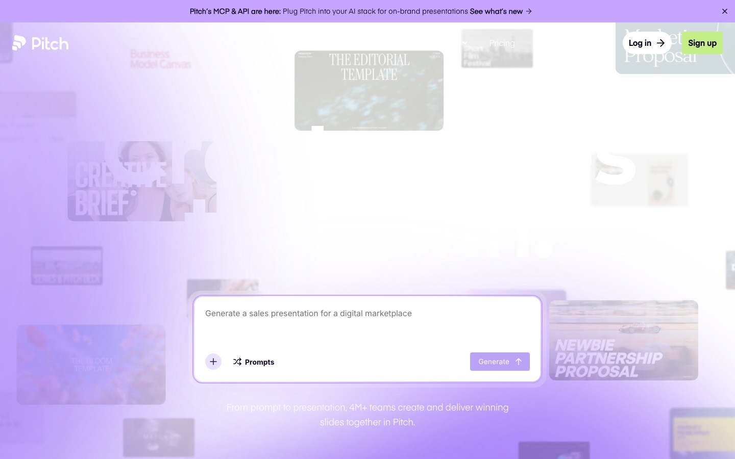 Pitch website homepage