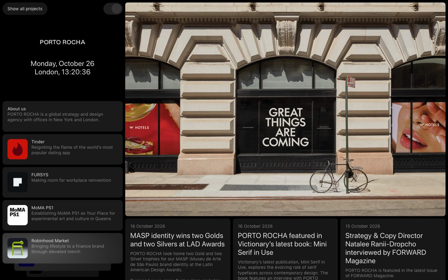 PORTO ROCHA website homepage