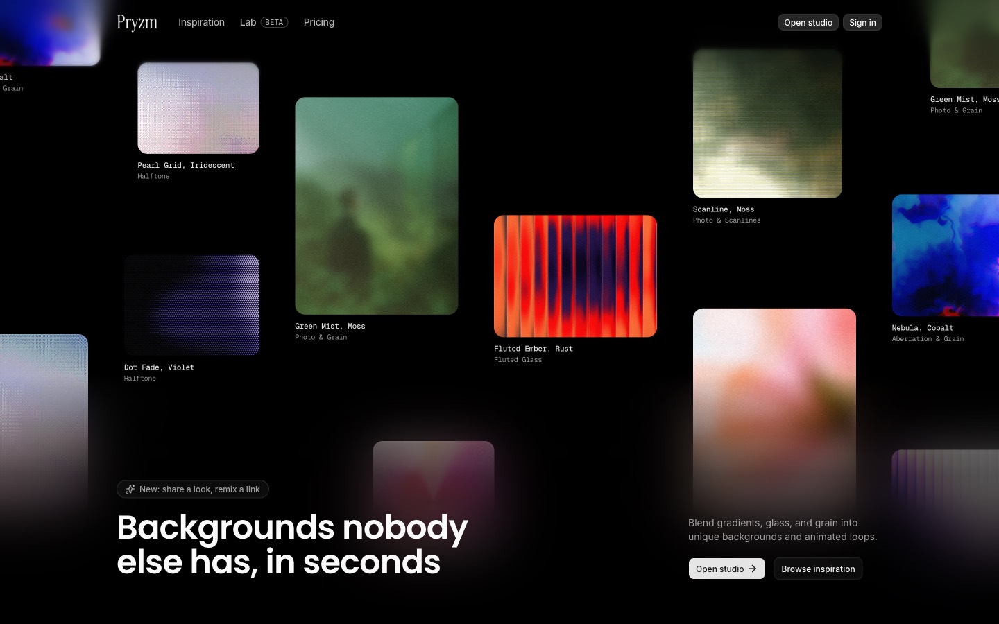 Pryzm website homepage