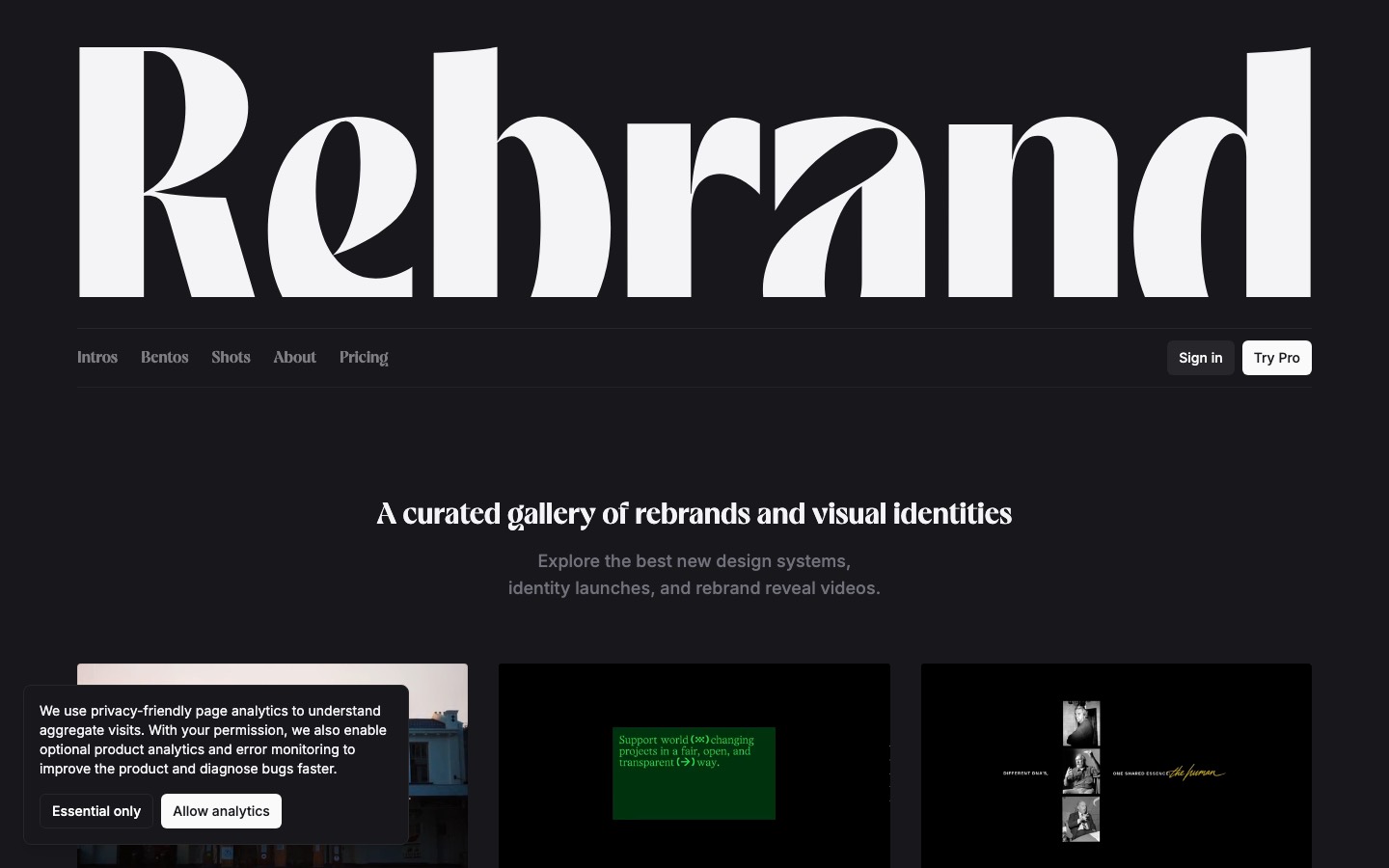 Rebrand website homepage
