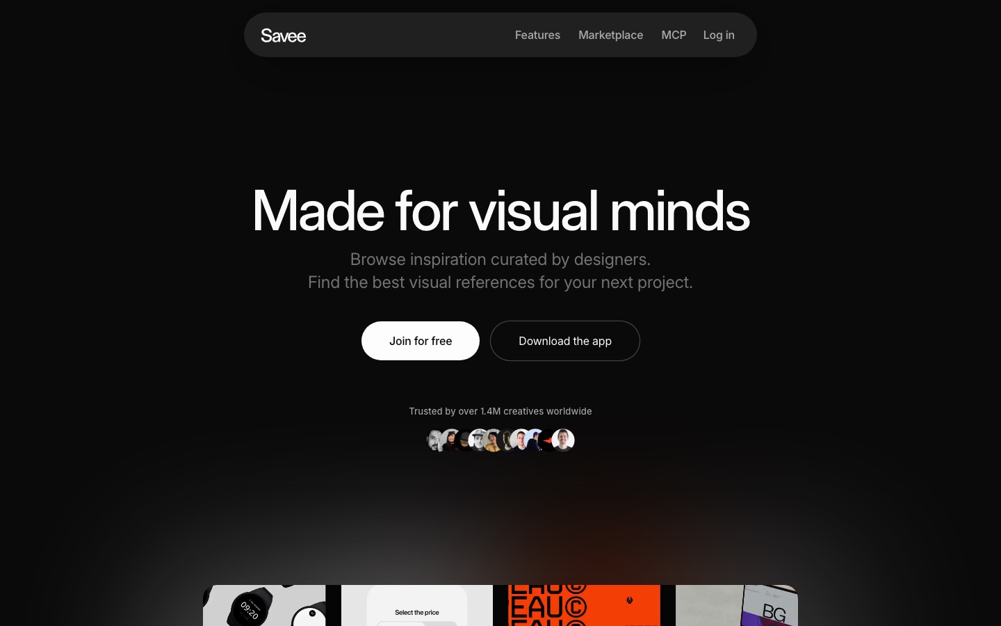 Savee website homepage