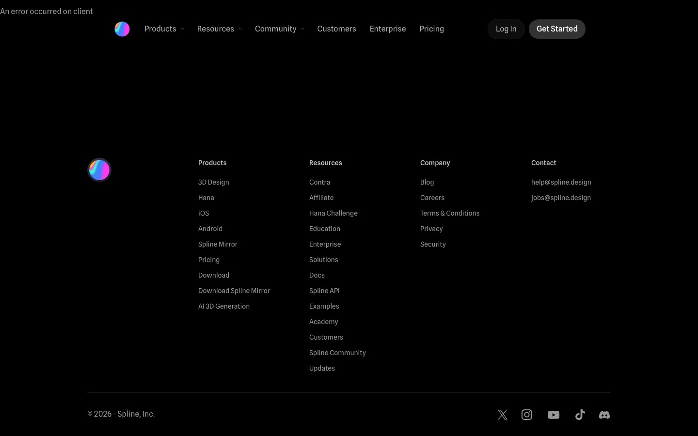 Spline website homepage
