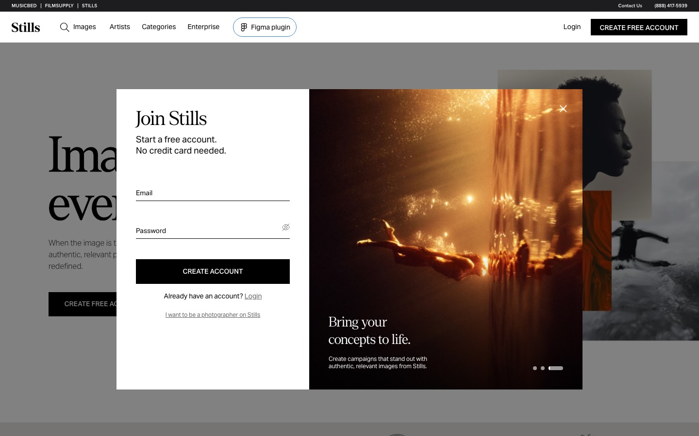 Stills website homepage