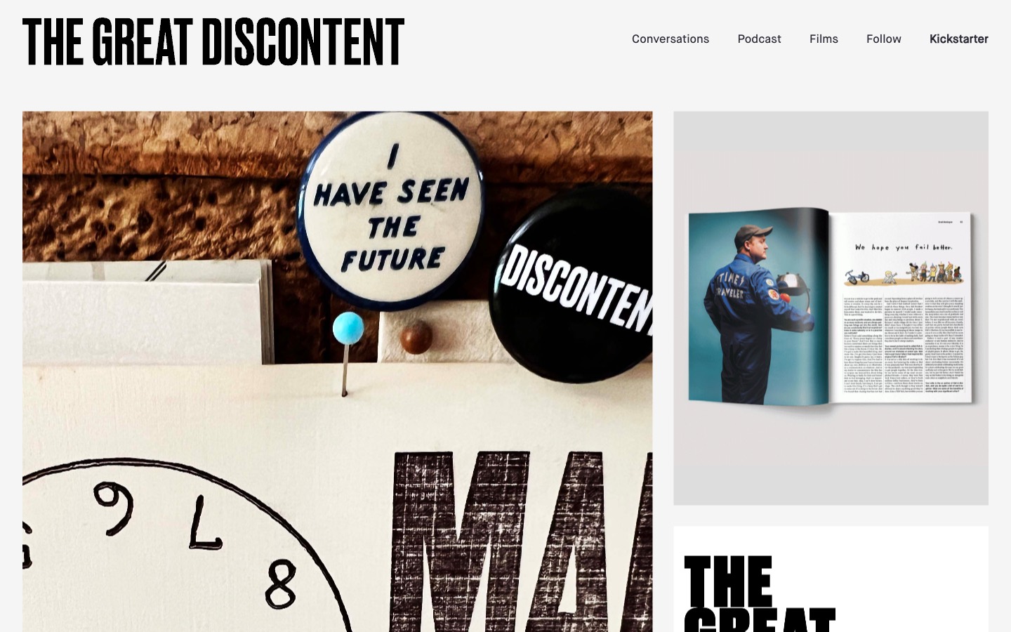 The Great Discontent website homepage
