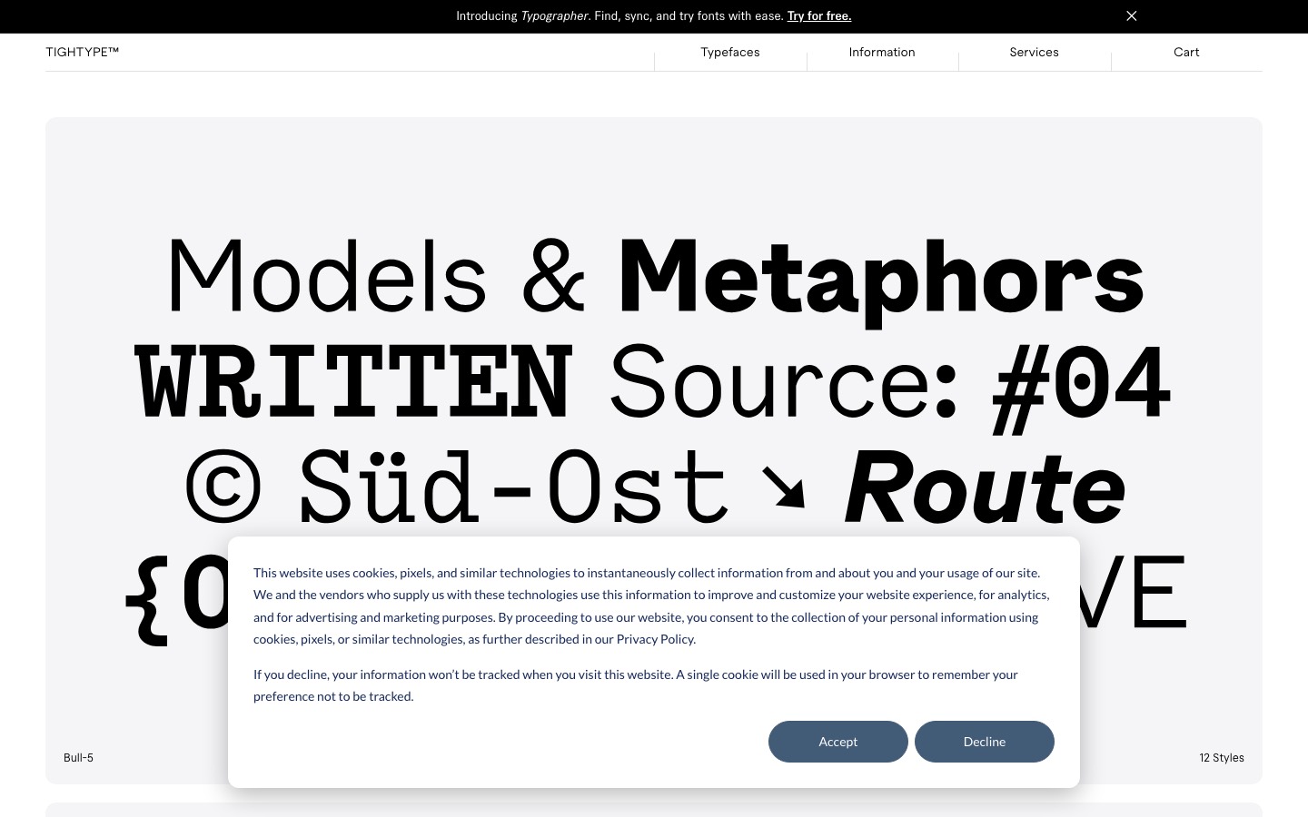 Tight Type website homepage