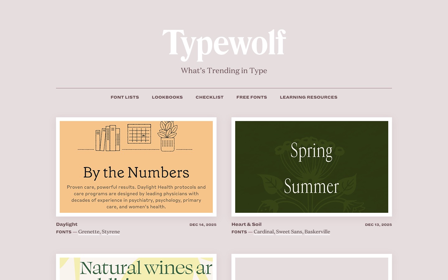 Typewolf website homepage