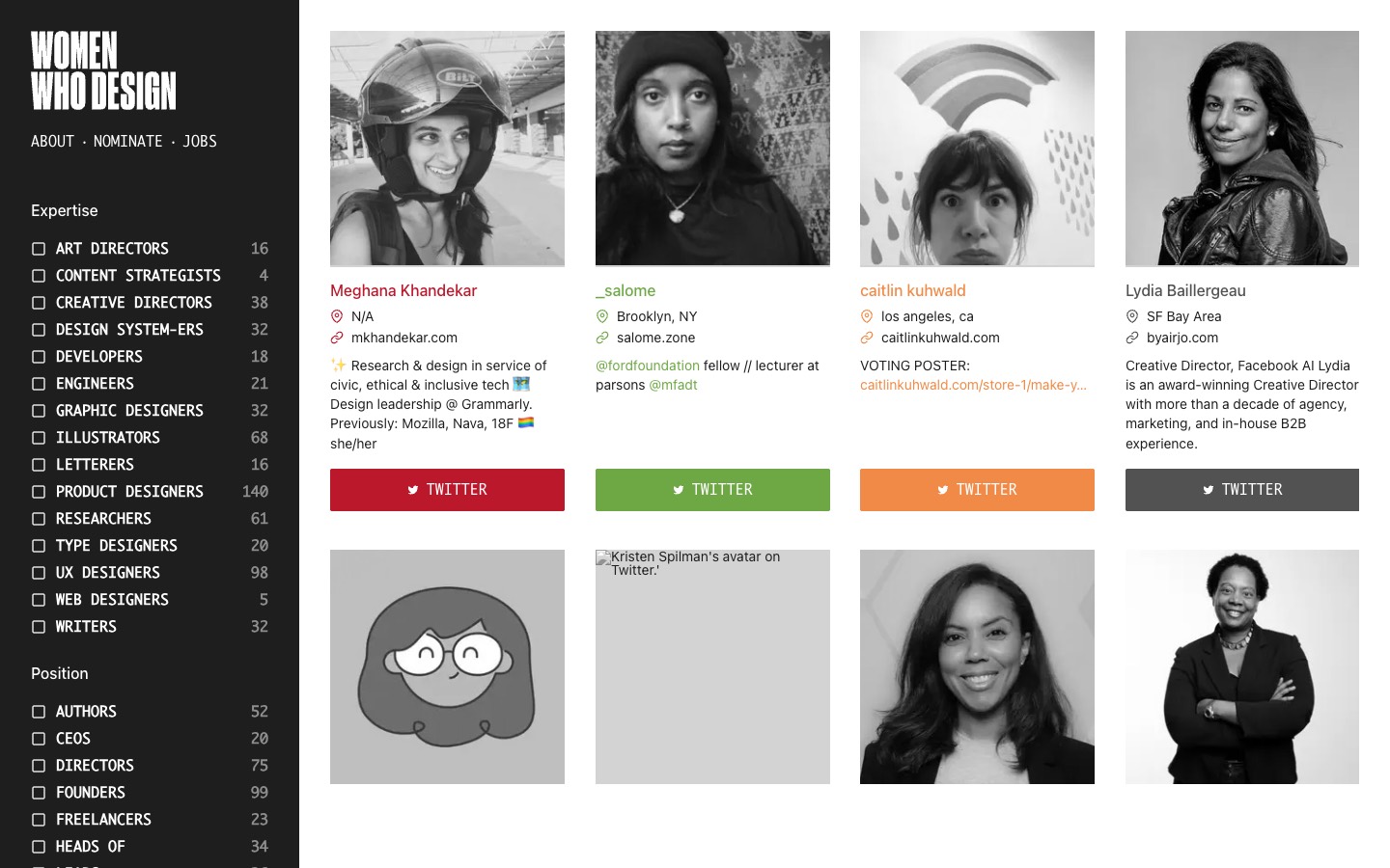 Women Who Design website homepage